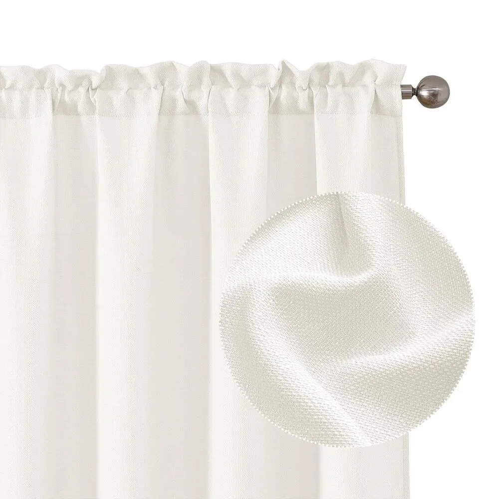 Set of 2 Curtain Panels, 40Wx90L Inches, Light Filtering Textured (Cream Ivory)